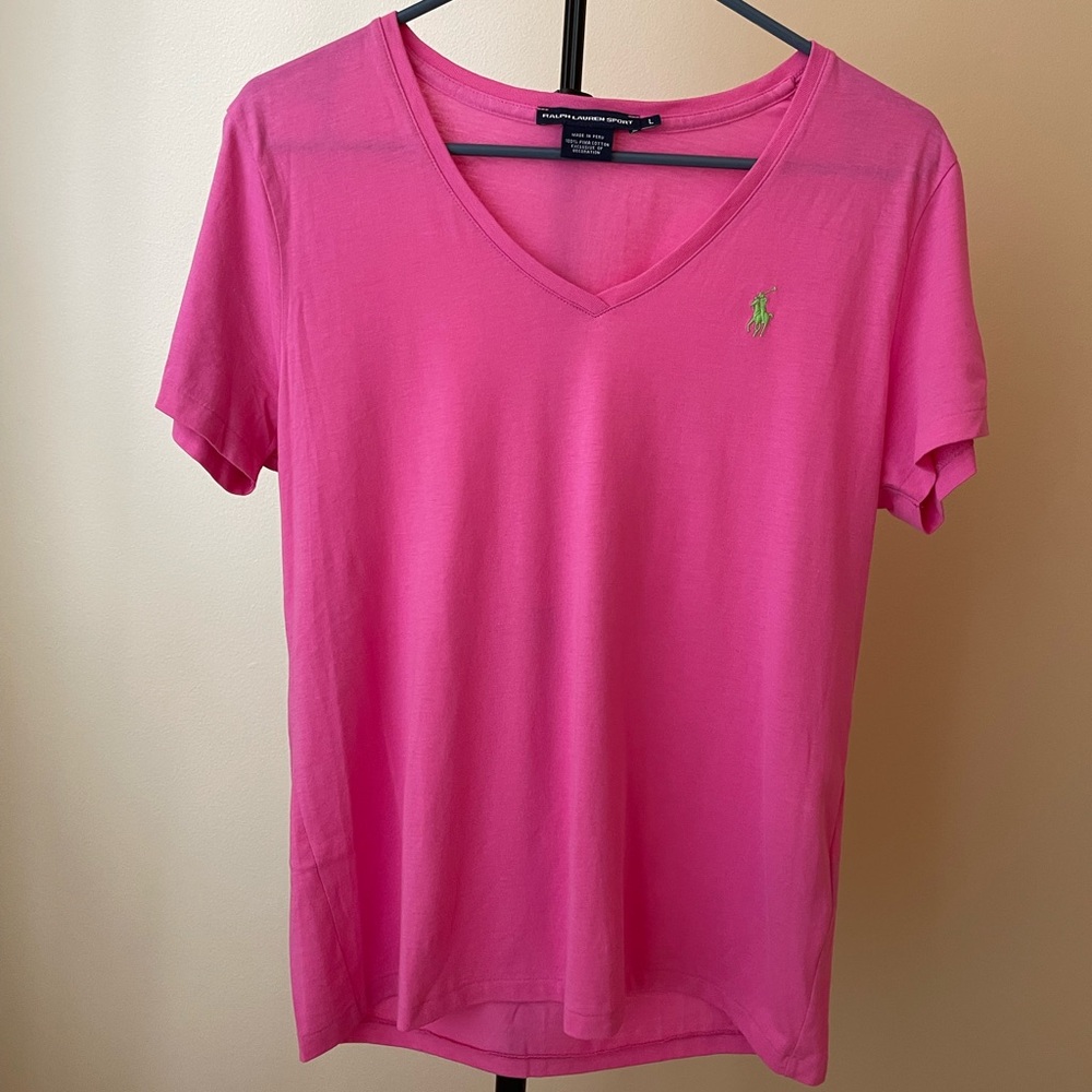 Ralph Lauren Bright Pink V-Neck Tee